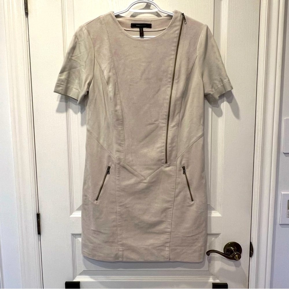 BCBG suede cream dress